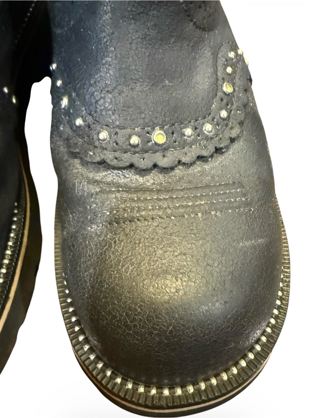 Ariat Fatbaby Western Boots Womens 8.5B Black Camo Floral Studded Leather Cowboy - Picture 6 of 15